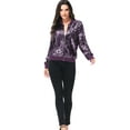 thumbnail image 5 of Womens Long Sleeve Sequin Front Zip Jacket Long Sleeve Ribbed Cuffs Outerwear Tops, 5 of 5