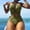 Green, variant on TAIAOJING Women's One Piece Swimsuit Tummy Control Bathing Suit Swim Striped Tape Bikini Top Swimwear