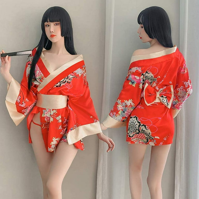 Sexy Japanese Lingerie Set Women Sakura Uniforms Cosplay Kimono