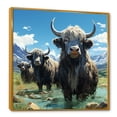 thumbnail image 2 of Designart "Highland Brown Yaks in Mountain Charm III" Animals Framed Wall Art - Brown Yaks Bedroom Framed Canvas Wall Art, 2 of 6