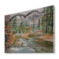 thumbnail image 2 of Designart 'Trees With River In Autumn Forest' Lake House Print on Natural Pine Wood, 2 of 5