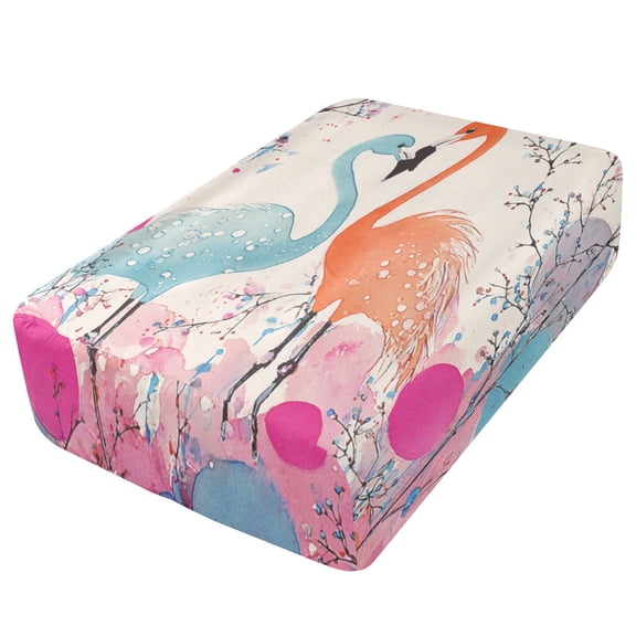Premium Soft Fitted Sheet for Blow Up Bed Mattress Sheets with Zipper for Camping Office Bedroom, Flamingo Pair Print