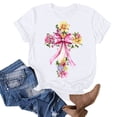 thumbnail image 4 of Hinvhai Pink Cross for Christian Women Cuteholic Pink Flower V-Neck T-Shirt White XL(XL), 4 of 4
