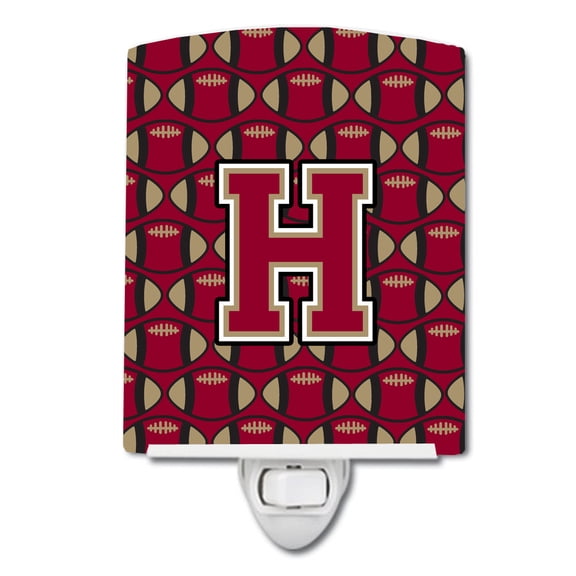 Letter H Football Garnet and Gold Ceramic Night Light