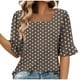 thumbnail image 2 of Neewe Women's Tops Summer Short Sleeve Polk Dot Square Neck Shirts Dressy Casual Blouses for Women S-2XL, 2 of 6
