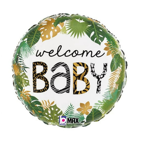 18 inch Jungle Welcome Baby Betallic Foil Mylar Balloon - Party Supplies Decorations