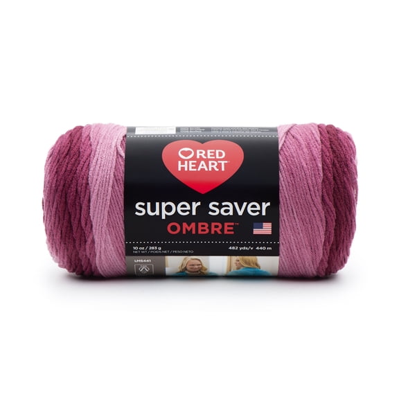 (2 Pack) Red Heart Super Saver Ombre Anemone Yarn, 482 Yd.