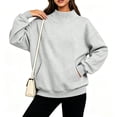 thumbnail image 4 of Xaqiouau Womens Oversized Sweatshirts Mock Neck Pullover Long Sleeve Tops Fall Winter Soft Cozy Crewneck Sweatshirt Top with Pockets, 4 of 8