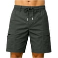 thumbnail image 2 of DPTALR Men's Solid Color Cargo Shorts Quick-Dry Breathable Sports Fitness Training Multi-Pocket Shorts,Dark Gray,Big and Tall Men L, 2 of 7