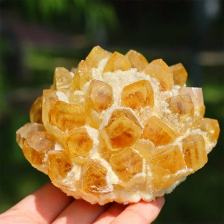 1pc Natural Brazilian Citrine Crystal Cluster (400-600g)｜Wealth-Attracting & Energy Cleansing Stone｜Raw Mineral Geode with Wood Base