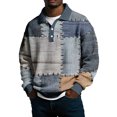 thumbnail image 5 of LWavelet Men's Denim Patchwork Polo Shirt - Retro Vibe, Perfect for Casual Leisure & Spring Outfits Gray 3XL, 5 of 5