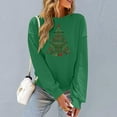 thumbnail image 6 of FAWUUDO Christmas Sweatshirts Women Christmas Tree and Bow Cute Xmas Shirts Holiday Party Pullover Tops Green, 6 of 6