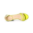 thumbnail image 4 of BLISSFUL STEP Women's Open Toe Ankle Strap Buckle Block Heels Glitter Sandals Lime Yellow 7, 4 of 7