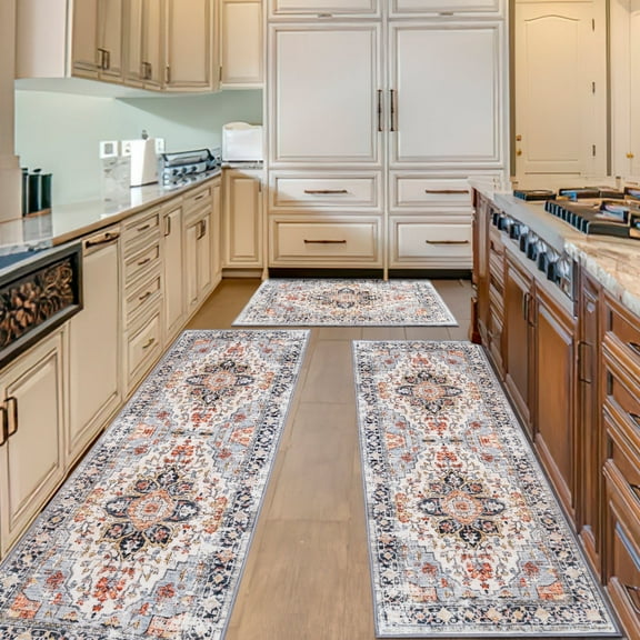 Kentaly Kitchen Boho Rugs Sets Of 3,Farmhouse Kitchen Rugs And Mats Non Skid Washable,Soft Kitchen Mats For Floor Rugs For Kitchen Entryway Hallway