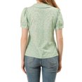 thumbnail image 3 of INSPIRE CHIC Women's Puff Sleeves Turndown Collar Button Down Floral Blouse, 3 of 6