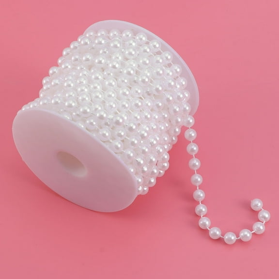 IFANLANDOR 1Pcs Pearl Garland String Chain Spool Beads for Bracelet Making Beads White Round Acrylic