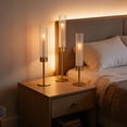 thumbnail image 2 of Set of 6 Gold Hurricane Candle Holders with Ribbed Glass Sleeves - Tall Taper Candlestick Centerpiece for Wedding & Home Decor, 2 of 8