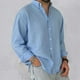 thumbnail image 2 of Camisa lavada de manga larga con botones para hombre: color liso, poliéster, cómoda y holgada para todas las ocasiones, 2 of 6