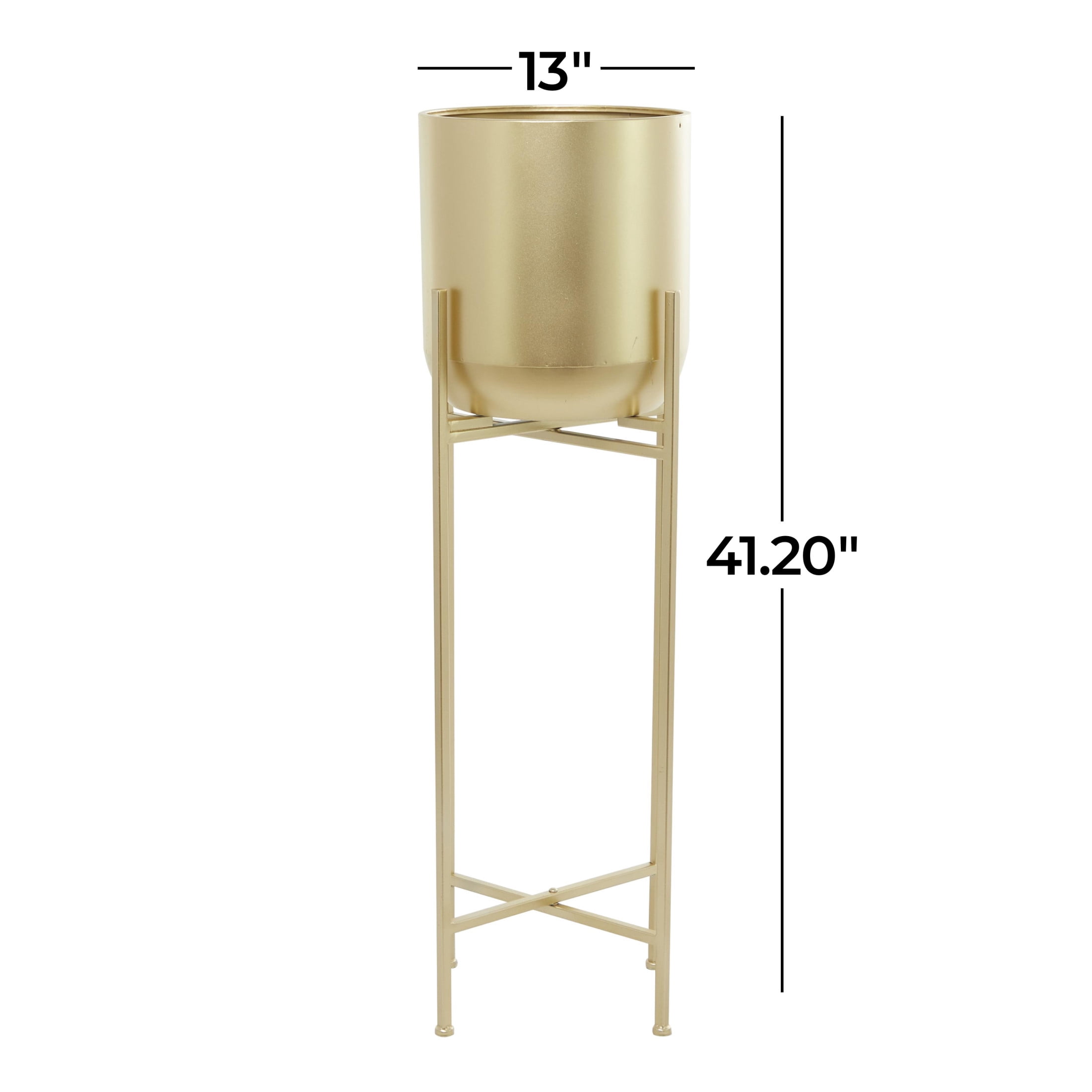 CosmoLiving by Cosmopolitan 13" x 41" Matte Dome Gold Metal Planter with Removable Stand