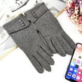 thumbnail image 3 of Dyfzdhu Fashion Women Keep Warm Winter Cuff Soft Lining Button Decoration Gloves Grey, 3 of 4