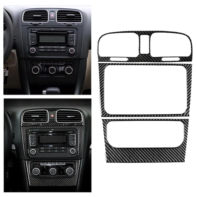 3Pcs Carbon Fiber Car Console Air Vent Outlet Cover For Golf 6 Mk6 2008-2012