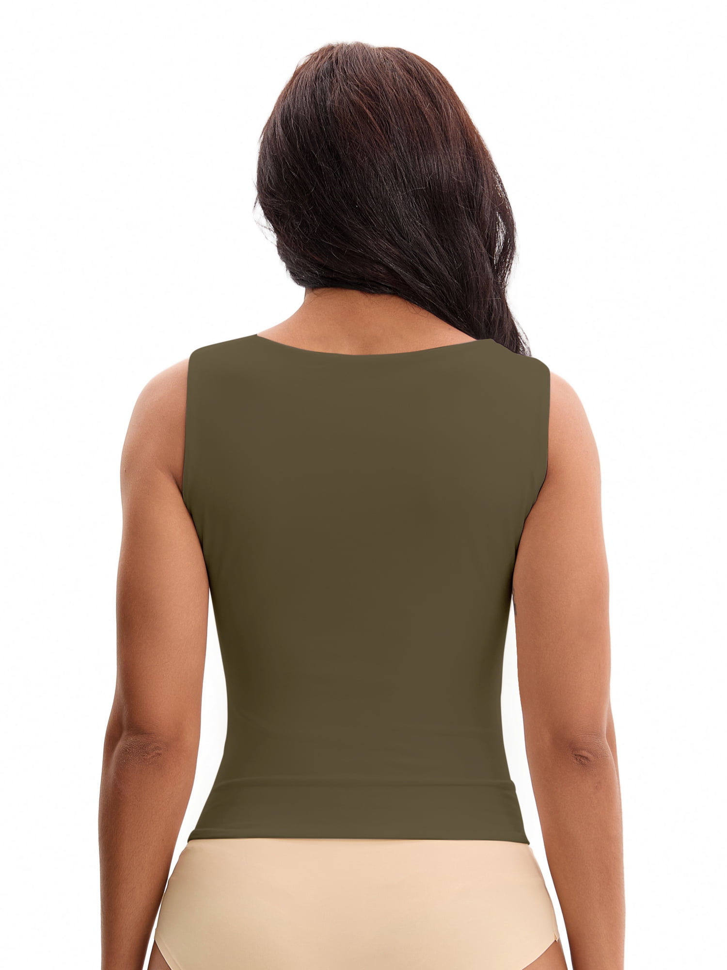 Unique Bargains Square Neck Sleeveless Tank Camisoles M Green