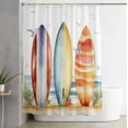 thumbnail image 2 of Shower Curtains for Bathroom-72"x72",Summer Watercolor Surfboard Waterproof Bath Curtain Grommet Shower Curtain Set with Hooks,Seagull Beach Ocean Theme Washable Bath Accessories, 2 of 7