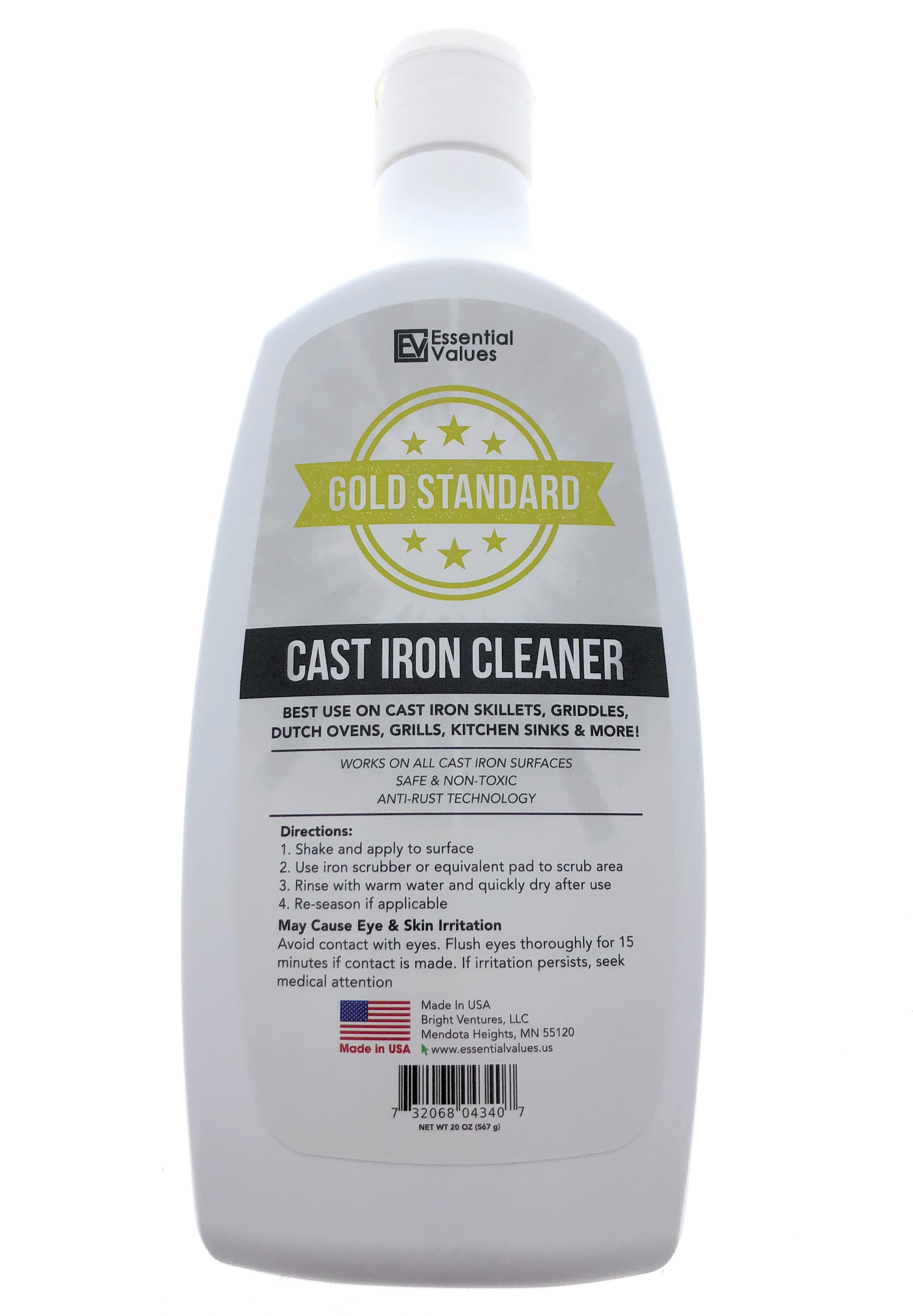 Cast Iron Cleaner 20oz Safe For Use On All Cast Iron Surfaces Penetrates Grime From Cast Iron Kitchen Sinks Grill Gates Pots And Pans Comparable Kohler K 1012525 By Essential Values Walmart Com