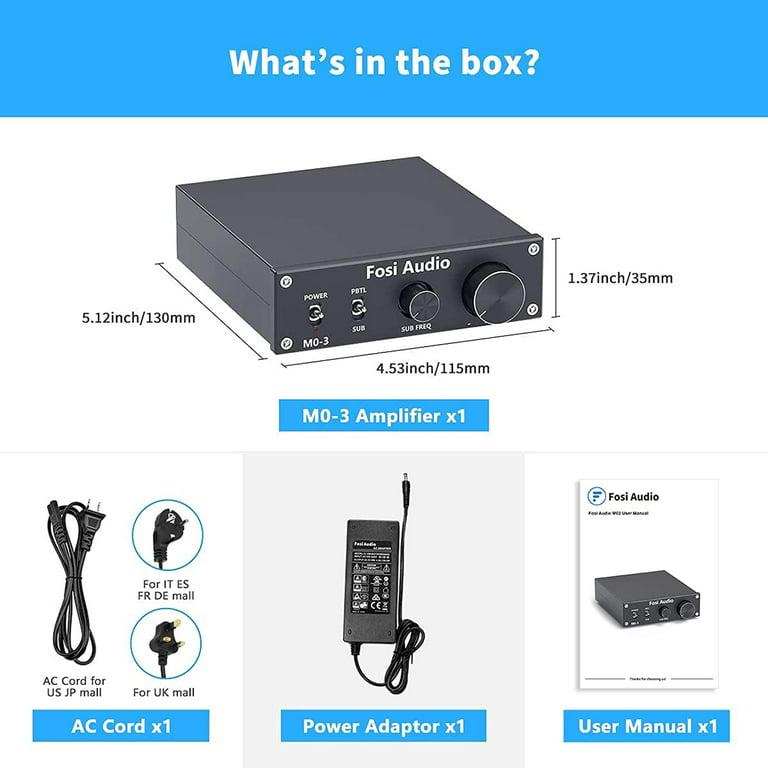 Sømand Smidighed Lærerens dag Fosi Audio M03 200 Watt TPA3255 Subwoofer Amplifier Mini Mono Channel Audio  Power Amp for Home Theater Full-Frequency and SUB Bass Switchable with  32V/5A Power Supply - Walmart.com