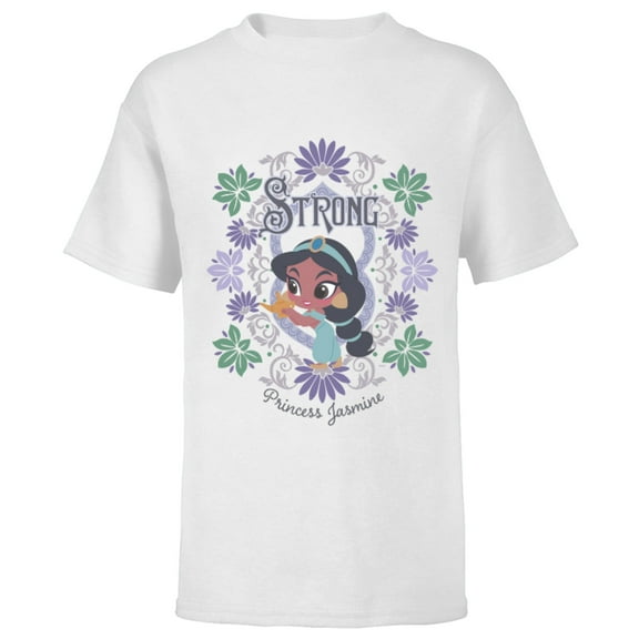 Disney Princess Jasmine Kawaii Chibi - Short Sleeve T-Shirt for Kids - Customized-White