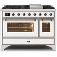 thumbnail image 1 of Ilve UM12FDNS3WHBLP Majestic II Series 48 Inch Dual Fuel Freestanding Range, 7 Sealed Burners, 4.99 cu. ft. Total Oven Capacity in White, Bronze Trim (Liquid Propane), 1 of 1