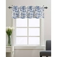 thumbnail image 5 of Blue Chinoiserie Garden Pavilion Curtain Valances for Kitchen Windows,Rod Pocket Short Valance Asian Scenic Hill Boat Plant Small Window Treatment for Living Room Bathroom Bedroom,54"x18"-1 Panel, 5 of 9
