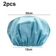 thumbnail image 2 of Reusable Double Layer Waterproof Shower Hair Bath Cap, 2 of 4