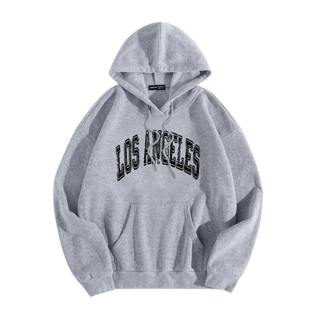 LUOGENLI Chandails à Capuchon pour Hommes Lot de 3 Los Angeles Hommes Femmes Lettre Graphique à Capuche Imprimé Col Rond Manches Longues Chandail Hauts Chandails à Capuchon pour Hommes Paquets de Cinq Gris Taille TG