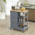 thumbnail image 2 of Gymax Rolling Kitchen Island Utility Storage Cart w/ 3 Storage Drawers & Shelves Grey, 2 of 10