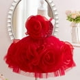 thumbnail image 2 of ZACPNCV Girl Flower Dress Flower Design Princess Wedding Dress for Toddler and Baby Girl Red 18 Months, 2 of 5