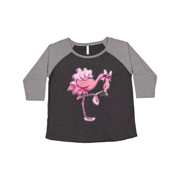 Inktastic Flamingo Ballerina in tutu and ballet toe shoes Women's Plus Size T-Shirt