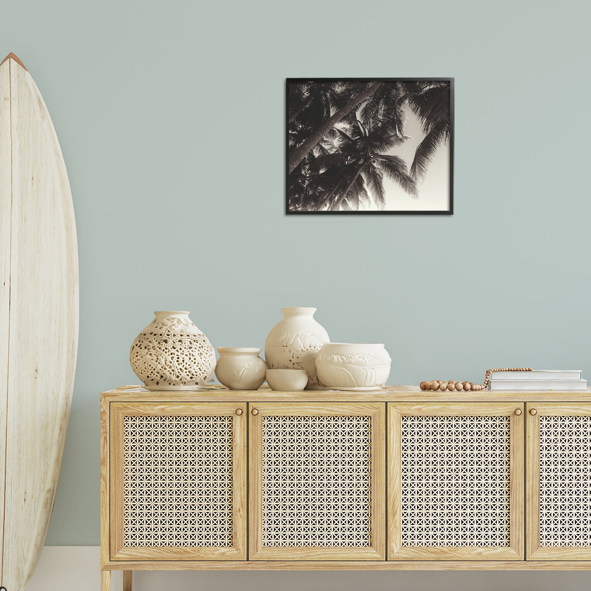 Stupell Industries Dark Palm Leaves Botanical & Floral Photography Black Framed Art Print Wall Art, 20 x 16