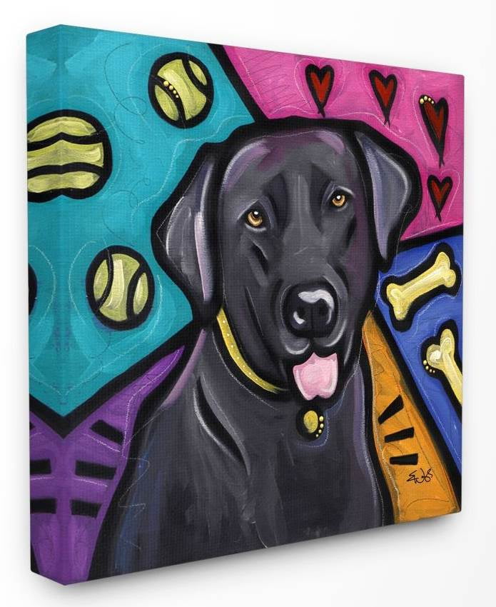 Stupell Industries Colorful Black Labrador Dog Pet Painting Canvas Wall