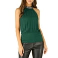 thumbnail image 1 of INSPIRE CHIC Women's Sequins Halter Neck Solid Color Party Tank Tops XS Green, 1 of 7