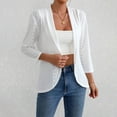 thumbnail image 3 of Trendy Cardigans for Women Lightweight 3/4 Sleeve Bolero Shrugs Hollow-Out Eyelet Dressy Tops Spring Summer Fall (L, White), 3 of 7