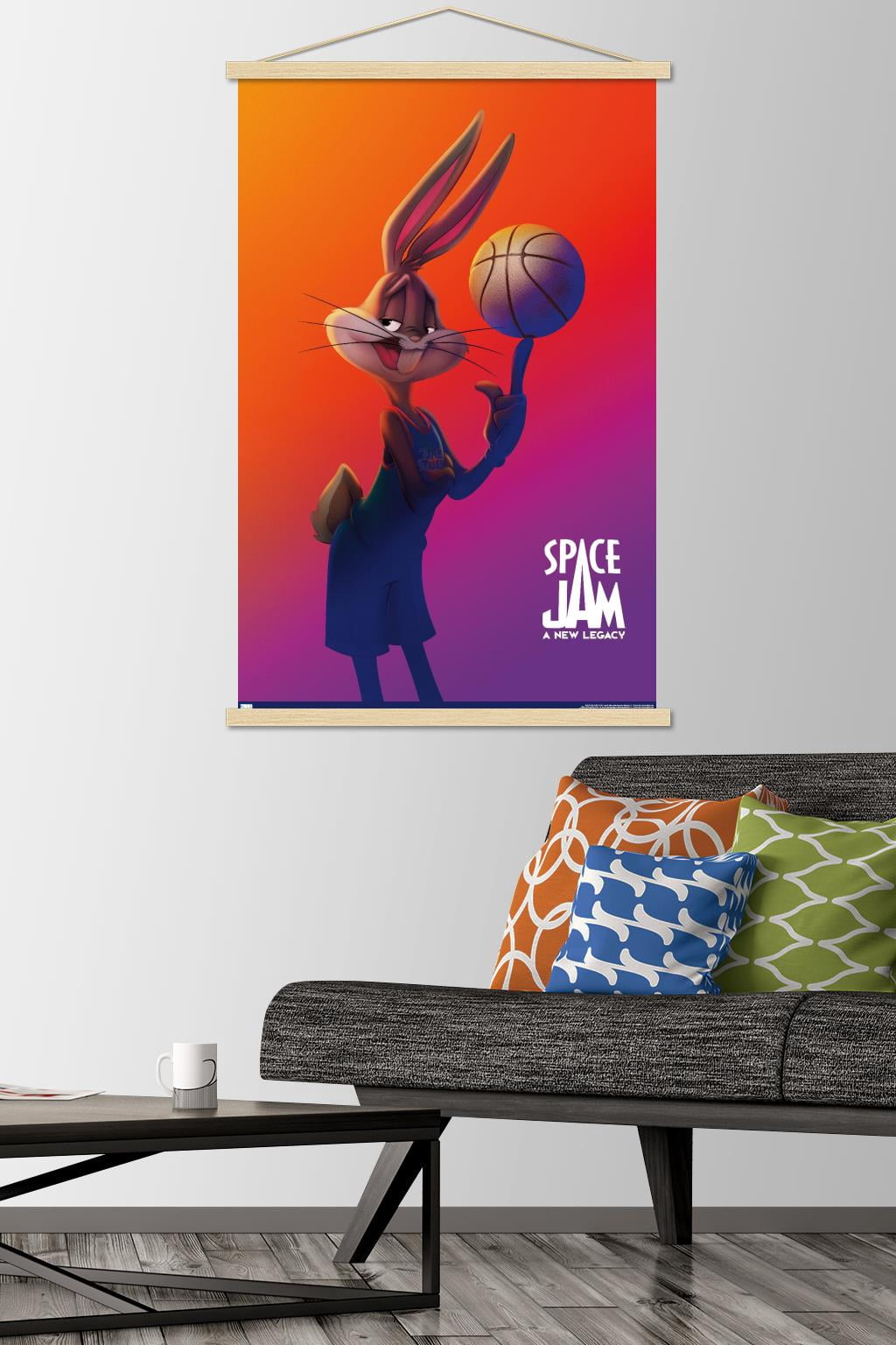 Space Jam: A New Legacy - Bugs Bunny One Sheet Wall Poster with Wooden Magnetic Frame, 22.375" x 34"