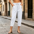 thumbnail image 2 of Ltctricy Women's Capri Pants with Pockets Tapered Casual Drawstring Lounge Pants Buttons Travel Beach Pants(White,X-Large), 2 of 7
