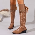 thumbnail image 2 of Women's Mid-Calf Boots Low Heel Round Toe Back Lacing for Fall and Winter Comfort and Style, 2 of 9