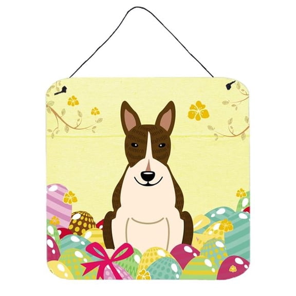 Easter Eggs Bull Terrier Dark Brindle Wall or Door Hanging Prints