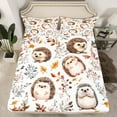thumbnail image 2 of Feelyou Cute Jungle Hedgehog Twin Sheet Sets, Rustic Leaves Plant Botanical Twin Fitted Sheet, Kawaii Animal Flat Sheet, Super Cozy Room Decor, 3-Piece, 2 of 7