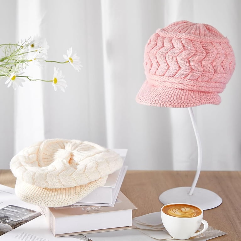?Women’s Coffe Winter Warm Knit Wool Snow Ski Hat with Visor HINDAWI Winter Hats for Women Outdoor Warm Winter Hat Knit  main image 4
