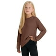 thumbnail image 3 of XXWXYD Girls Long Sleeve Crewneck Sweaters Loose Knit Tops with Pocket Soft Yarn Fall Tunic Casual Solid Color Clothes 3-14 Years, 3 of 7