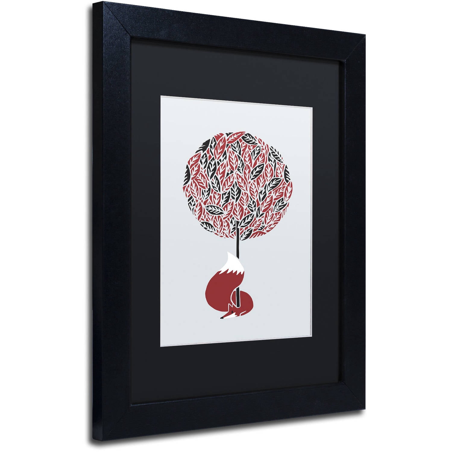 Trademark Fine Art 'Cherry Tree Fox' Canvas Art by Robert Farkas, Black Matte, Black Frame