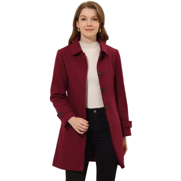 Allegra K Chaqueta De Invierno Con Cuello Peter Pan Para Mujer Borgoña S